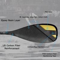 Pagaie de SUP Junior en Fibre de Carbone OEM ODM Haute Résistance, 3 Pièces Réglables pour Enfants, Idéale pour l'Entraînement Aquatique