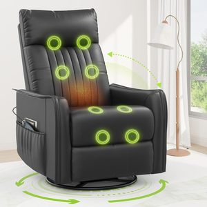 <span class=keywords><strong>Sillones</strong></span> <span class=keywords><strong>Reclinables</strong></span> Modulares Modernos 3 en 1, Sofá con Masaje y Calor, Silla Mecedora Giratoria 360°, Cojín Acolchado, Control Remoto Metálico para Sala de Estar - Product Image 1
