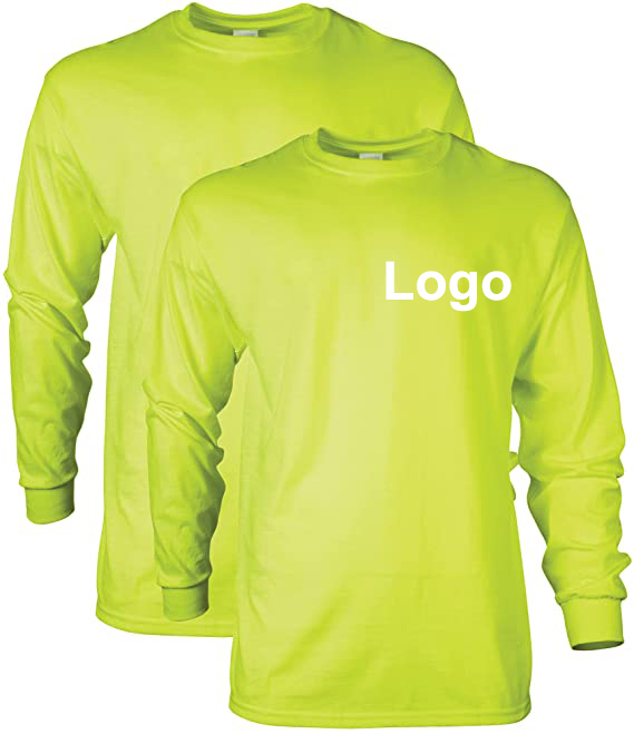 Custom Wholesale Neon Green 100% Polyester Quick Dry High Visibility Long Sleeve Workwear Construction Safety Shirts