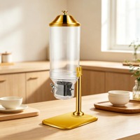 Distributeur de nourriture sèche 7L, conteneur de rangement de comptoir doré pour bonbons, noix, céréales, idéal pour les buffets d'hôtel