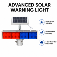 Lampe de signalisation routière à LED solaire en plastique durable avec des lumières clignotantes rouge et bleu super lumineuses