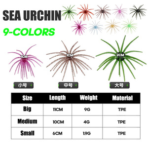 Esca morbida da pesca Raylor 1.4g 4g 9g, nuovo design in TPE, prodotta in Cina, a forma di riccio di mare, confezione lunga, per persico d'acqua dolce e trota. - Product Image 2