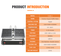 Machine à gaufres commerciale 110V 220-240V pour petites entreprises, antiadhésive, 4 gaufres carrées, avec certification CE