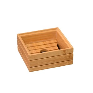 Caja de jabón cuadrada de bambú con tapa, jabonera de madera para almacenamiento en el baño - Product Image 2