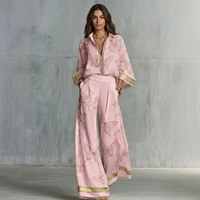 Ensemble deux pièces bohème transfrontalier printemps/été 2026 : cardigan ample à imprimé animal rétro sexy col en V profond et pantalon large