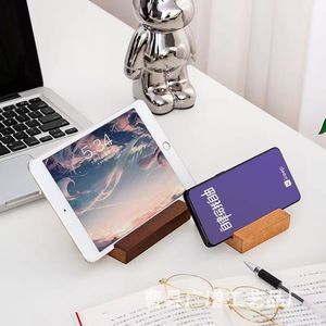Solid Wood Phone <b>Stand</b> Tablet Holder Beechwood Black Walnut Office Desktop Base Portable Wooden Square Design - Product Image 2