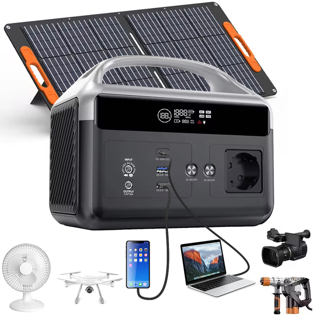 Hot Sale Home Solar Rechargeable Lifepo4 Lithium Battery Portable Power Station with Solar Panel