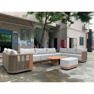 مجموعات صالة على الطراز الفاخر أريكة عصرية من خشب الساج للحديقة مكونة من حبل خشب الساج - Product Image 3