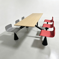 Ensemble de table et de chaises de restaurant commercial moderne avec structure en métal et en bois pour l'école, l'hôpital, l'auberge, l'hôtel