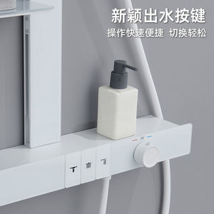 High End Brass Shower Set Rectangle Digital Display Temperature Control Bathroom Pressure Booster Shower Head - Product Image 4