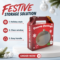Boîte cadeau de Noël en carton ondulé rouge personnalisée avec poignée et fenêtre pour cadeaux de fêtes