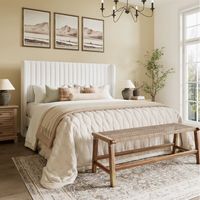 Lit plate-forme moderne rembourré ensemble de meubles pour chambre à coucher grand lit de luxe grande taille lit classique à panneaux en tissu de velours