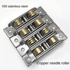 Roulettes coulissantes en verre matériel de fenêtre raccord en acier inoxydable fenêtre poulie fente roues silencieux cuivre U rainure piste porte rouleau - Product Image 4