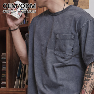 OEM High Quality Men's Pocket T-Shirt with Custom Logo Knitted 100% Cotton Eco-Friendly Short Sleeve Print Design - Product Image 2