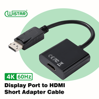 Adaptateur convertisseur WISTAR (DP) vers HDMI mâle-femelle avec gaine en PVC pour projecteur, HDTV, ordinateur