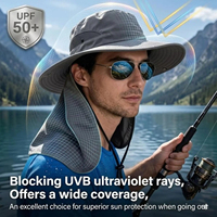 Sombreros de Sol de Verano con Protección UV, Gorra para Pesca y Caza al Aire Libre para Hombres y Mujeres, Sombrero de Pescador con Visera y Solapa para el Cuello para Senderismo y Camping