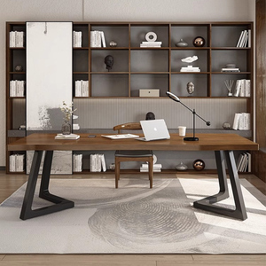 Modern American Solid Wood Desktop <strong>Computer</strong> Desk <strong>MDF</strong> Long <strong>Table</strong> for Office Home Double Large Board Workbench for Bedroom - Product Image 2