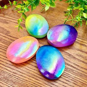 Wholesale Natural Healing Polished Crystal Colorful Aura Selenite Palm <b>Stone</b> for Meditation - Product Image 1