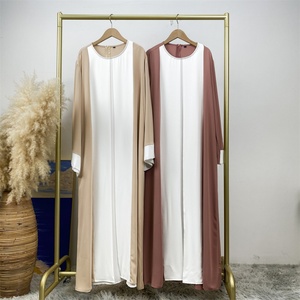 6780#b New Colors Modesty Wide Sleeve Closed <b>Abaya</b> With Pockets Fashion Muslim Women Loose Fitting Splice Kimono Abayas - Product Image 5