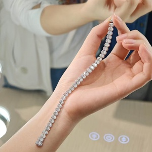 Solid 10K 14K 18K Gold Full Lab Grown Diamond Tennis Bracelet VVS Luxury Bangle Bracelet Valentine's Day <b>Gift</b> - Product Image 3