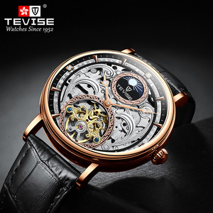 Montre mécanique automatique de luxe en cuir, étanche, avec phases de lune, personnalisée, de haute qualité, pour hommes - Product Image 6