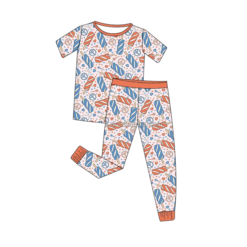 Star Boots Pattern Newborn Outfits Unisex 4th Of July Bamboo Pajamas Set Short Sleeve Soft Fabric Boutique Sleep Clothing