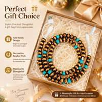 Câble de charge FASHLINK Western Turquoise perlé 4-en-1 USB Type C multi-connecteur, accessoire de mode bohème