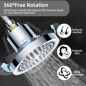 Modern High <strong>Pressure</strong> Filtered <strong>Shower</strong> <strong>Head</strong> 6 Inch Single Outlet-Removes Chlorine Impurities Improves Skin Hair Health <strong>Shower</strong> Room - Product Image 4