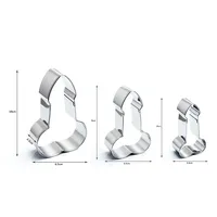 Lot de 3 moules 3D en acier inoxydable pour pénis, outils de pâtisserie, moule à fondant, décoration de gâteaux, moules de cuisson pour fête d'anniversaire