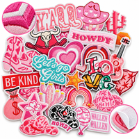 Patch brodé rose style western, mignon, à thermocoller ou à coudre, motifs cowgirl, botte de cowboy, chapeau, cactus, Rodeo, vente en gros