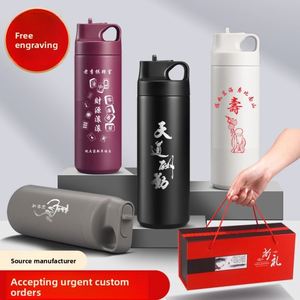New Style Stainless Steel Dual Drink Car <b>Cup</b> With Straw Double Wall Insulated <b>Large</b> Capacity Coffee <b>Cup</b> for Hot Cold - Product Image 2