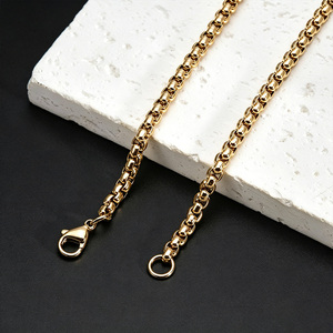 <span class=keywords><strong>Cadena</strong></span> Rolo Cuadrada de 2mm 3mm 4mm 5mm, Chapada en Oro de 18K, Acero Inoxidable Hipoalergénico, Collar Redondo para <span class=keywords><strong>Hombre</strong></span> y Mujer, Precio de Fábrica - Product Image 6