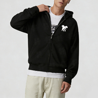 Sudadera con capucha para hombre, personalizada, con cremallera completa, ecológica, 100% algodón, para primavera, estilo casual urbano, con diseño de bordado personalizado, transpirable.