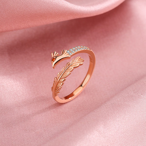 Nuovo Design Anello a Forma di <span class=keywords><strong>Fenice</strong></span> in <span class=keywords><strong>Argento</strong></span> Sterling 925 Aperto e Regolabile Anello con Foglia in Oro e <span class=keywords><strong>Argento</strong></span> per Gioielli da Donna - Product Image 6