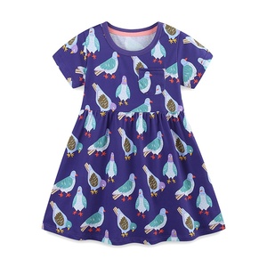 Nuovo Vestito Estivo per Bambine con Maniche Corte e Collo Tondo, Stampa Cartoon, in Cotone Lavorato a Maglia, Alla Moda - Product Image 5