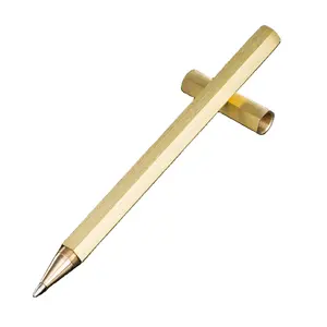 Vintage Hexagonal Solid Brass Penn Kugelschreiber Bausatz Holz Gold Brushed Six-edges Hexagon Shape Brass Pen