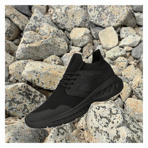 Men Knit Running <b>Shoes</b> Breathable Lightweight Walking Sneakers Lace Up Sport Footwear - Product Image 3