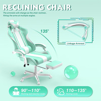 Chaise de jeu PC d'ordinateur Led Rgb mignon personnalisé Silla Gamer en cuir PU de jeu chaise de jeu de course de massage avec lumières et haut-parleurs