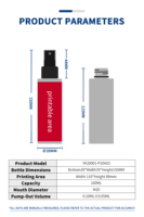 Flacon pulvérisateur en plastique PET de 100 ml pour emballage cosmétique, adapté aux sérums, crèmes pour le visage, nettoyants et lotions.