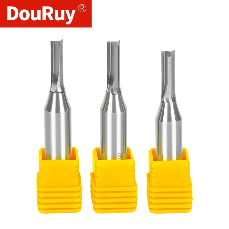 DouRuy Mũi Phay Thẳng TCT 2 Rãnh 1/2 Chuôi 4/5/6Mm Mũi Phay Thẳng Cacbua Để Cắt Gỗ Chế Biến Gỗ