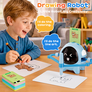 Robot de Dessin Intelligent pour Enfants avec Écran, 200 Cartes, 18 Stylos – Jouet Éducatif en Plastique pour l'Apprentissage Artistique, l'Art de l'Esquisse et l'Enseignement Robotique STEM pour Garçons - Product Image 2