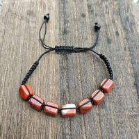 Bracelet ajustable en pierre naturelle colorée populaire en gros, bracelet perlé en pierre carrée de cristal pour femmes et hommes, bijoux cadeau