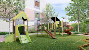 The Outdoor Playground of the Kindergarten Can Be Customized <strong>with</strong> Large Combination Wooden <strong>Slides</strong> for Non-powered Play - Product Image 2