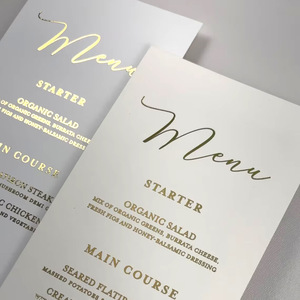 Menú de Cena de Boda Personalizado con Caligrafía en Lámina Dorada Elegante para <span class=keywords><strong>Bodas</strong></span> y Recepciones - Product Image 1