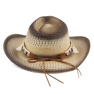 Sombrero de Paja de Ala Ancha Enrollada de Alta Calidad para <span class=keywords><strong>Mujer</strong></span>, Estilo Étnico, con Borlas, para Verano, Aire Libre, Hecho a Mano, Estilo Vaquero Occidental, para <span class=keywords><strong>Mujer</strong></span> y Hombre - Product Image 5