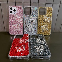 Coques de téléphone compatibles avec Apple 15 Pro Max ; Design papillon luxueux pour iPhone 13 avec diamants intégrés, 14 designs créatifs en diamant pour iPhone 14.