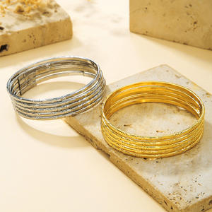 卸売り14k金メッキクーパー厚さ3MMハワイアンジュエリー7ピース/セット女性パーティー用ファッショナブルなバングル - Product Image 4