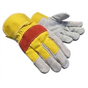 Gants de travail robustes en cuir de vachette fendu, avec dos perforé en tissu de coton, protection industrielle des mains, manchette caoutchoutée, CE - Product Image 2