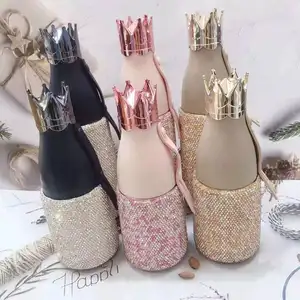 New Wedding Crown Water Bottle with Bling Rhinestone Unique Water Bottle Luxury Stainless Steel Metal Drink Cute for Party Girls