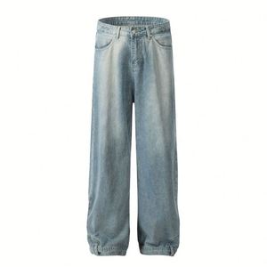 New Arrival Customer Logo Wholesale <b>Mens</b> <b>Jeans</b> Man 100% Cotton <b>Flared</b> Style Vintage Washed Trousers Unisex <b>Jeans</b> - Product Image 5